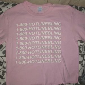 Light Pink “HOTLINE BLING” cropped Tee
